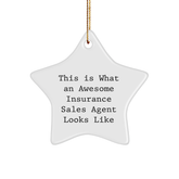 Gifts from Friends, Gifts for Insurance Sales Agents - 'This Is What An Awesome Insurance Sales Agent Looks Like' Star Ornament, Christmas Unique Presents for Men, Women, Coworkers, Family - Image 1
